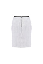 Draped Zip Lined White Sequin Skirt