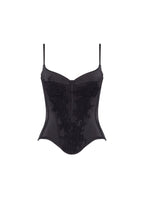 Black Lace Satin Boned Corset Top