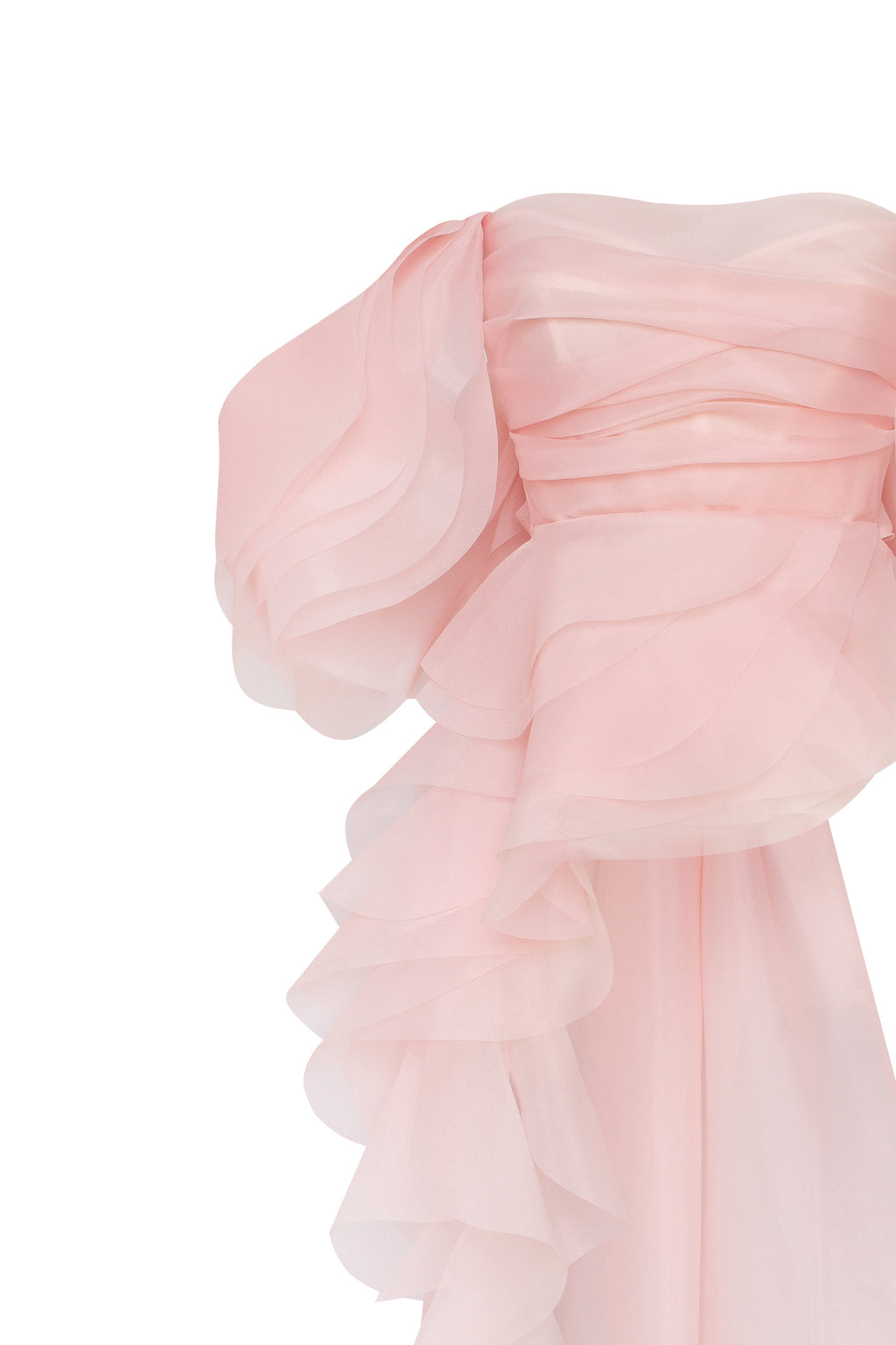 Gathered Waist Straight Neck Bow Pink Top