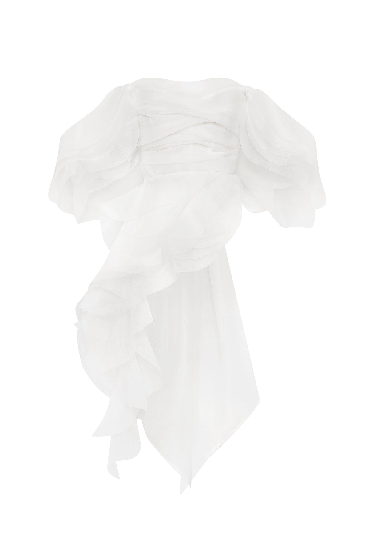 Gathered Waist Straight Neck Bow White Top