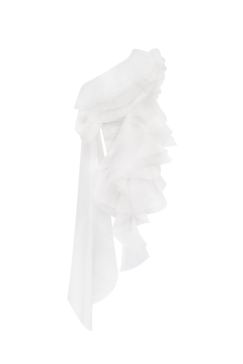 Gathered Waist Straight Neck Bow White Top