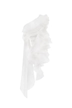 Gathered Waist Straight Neck Bow White Top