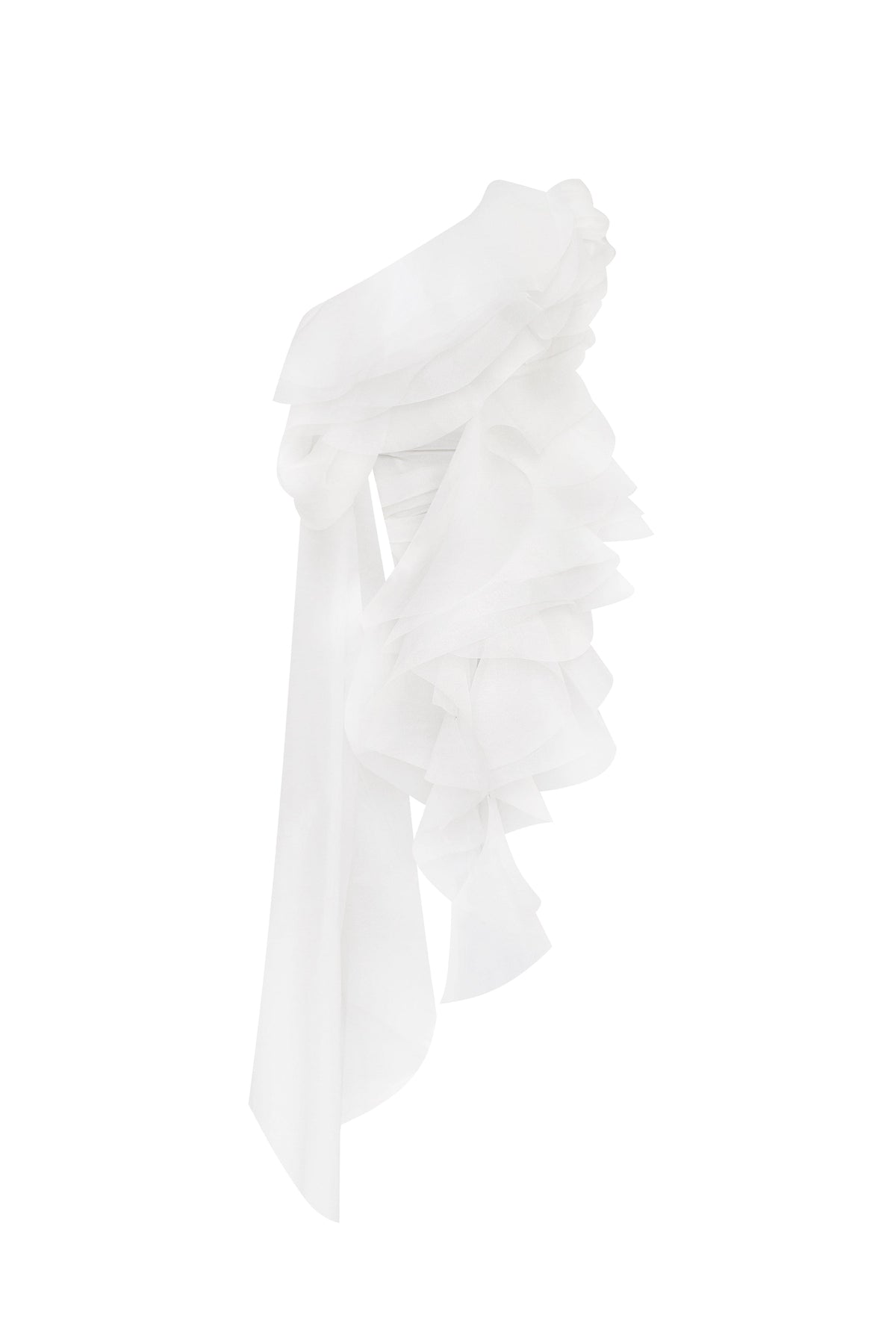 Gathered Waist Straight Neck Bow White Top