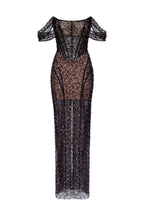 Sequin Lace Fitted Maxi Dress