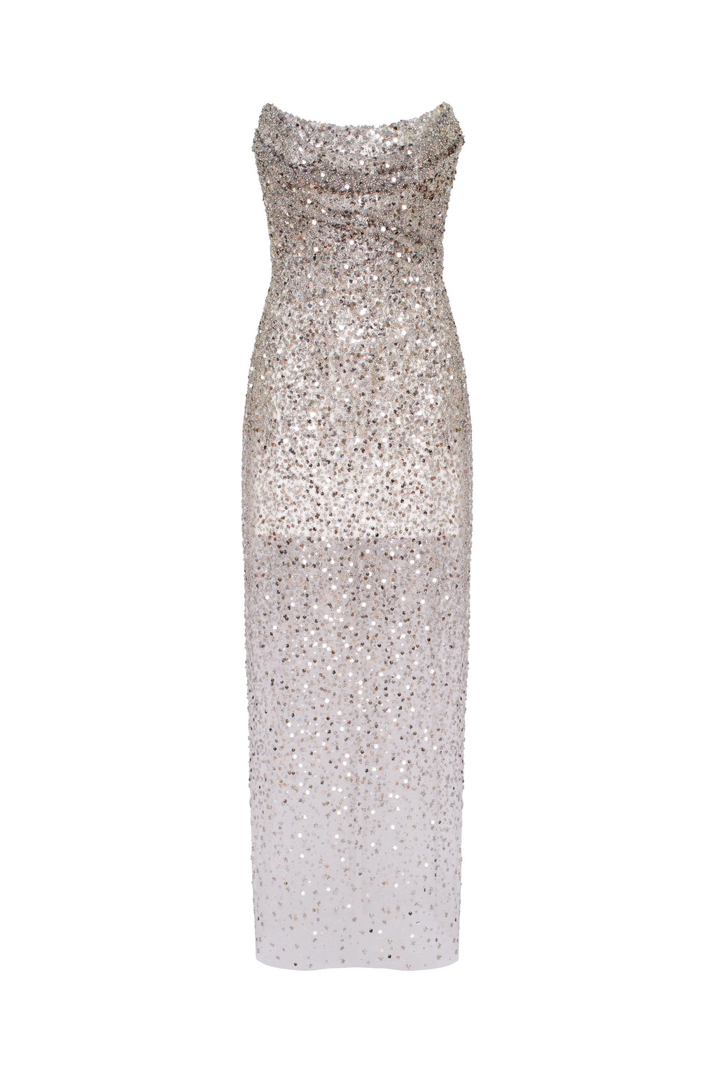 Fitted Sparkle Statement Silver Long Dress