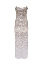 Fitted Sparkle Statement Silver Long Dress