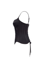 Black Lace Satin Boned Corset Top