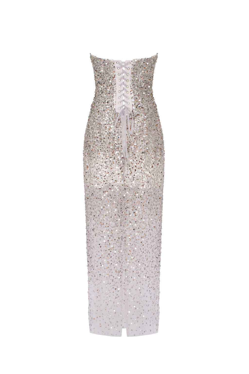 Fitted Sparkle Statement Silver Long Dress