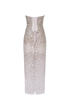 Fitted Sparkle Statement Silver Long Dress