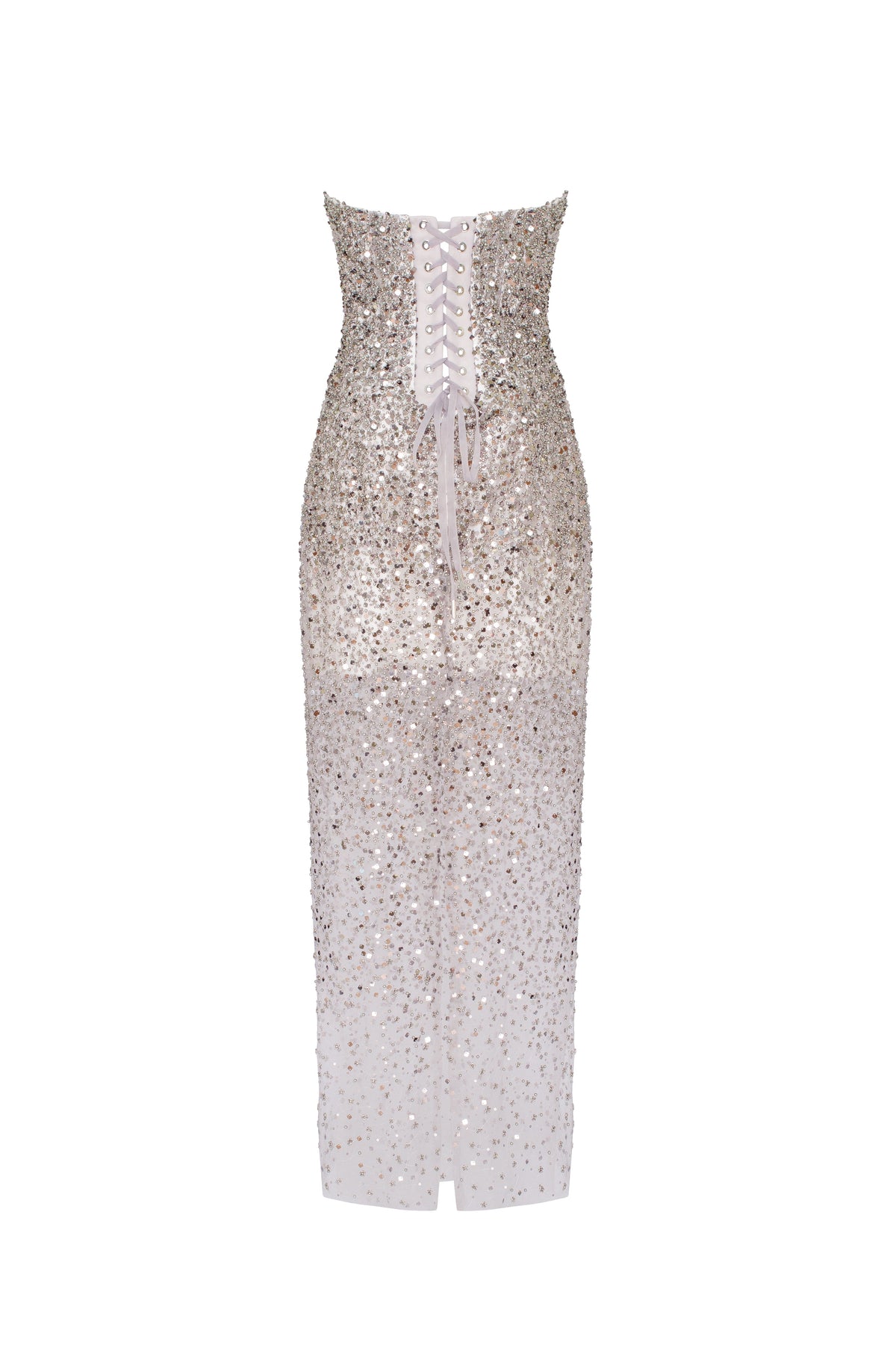 Fitted Sparkle Statement Silver Long Dress