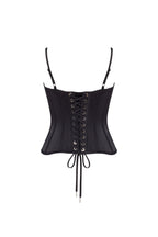 Black Lace Satin Boned Corset Top