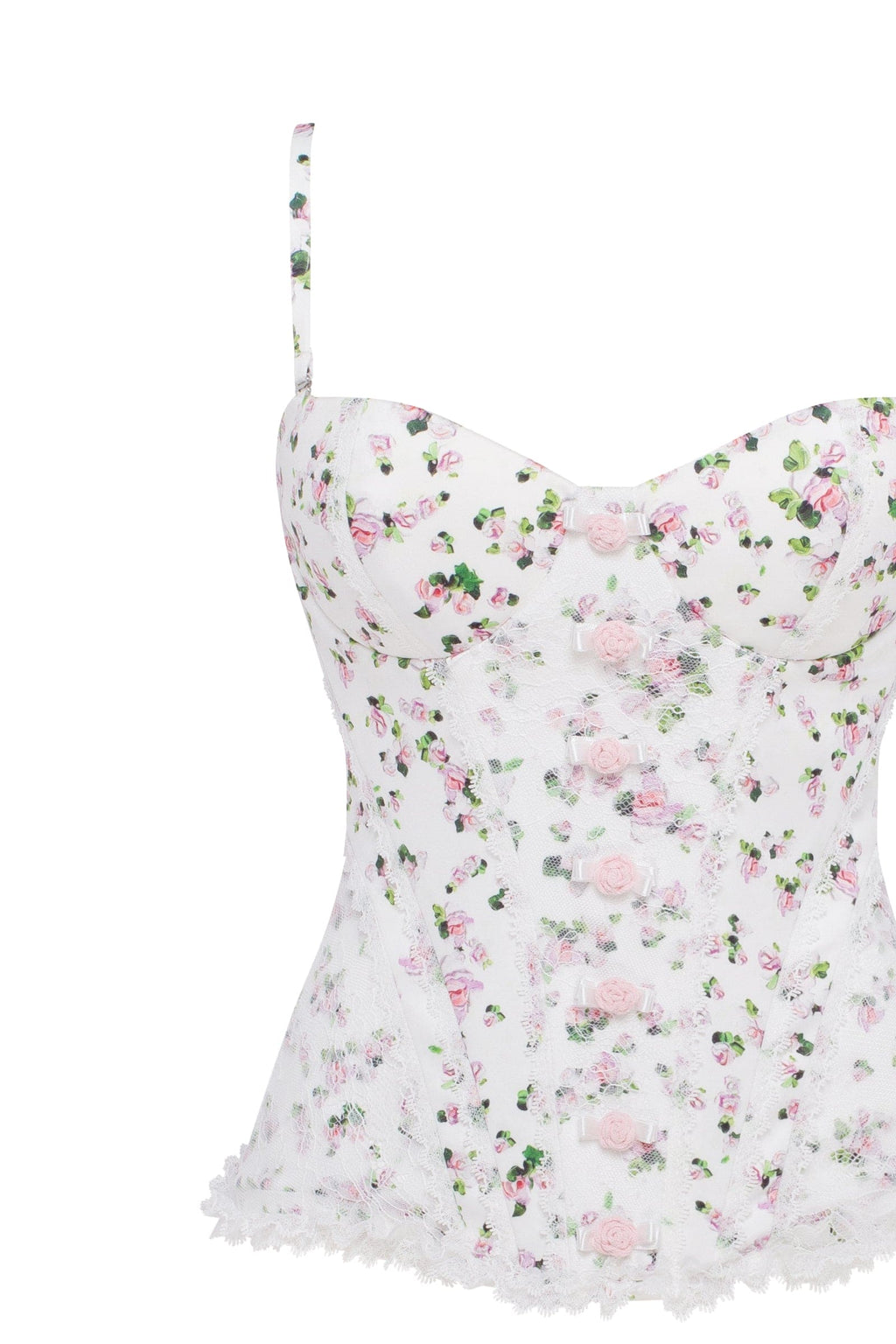 Lace-Trim Bow Lace-Up Romantic Corset