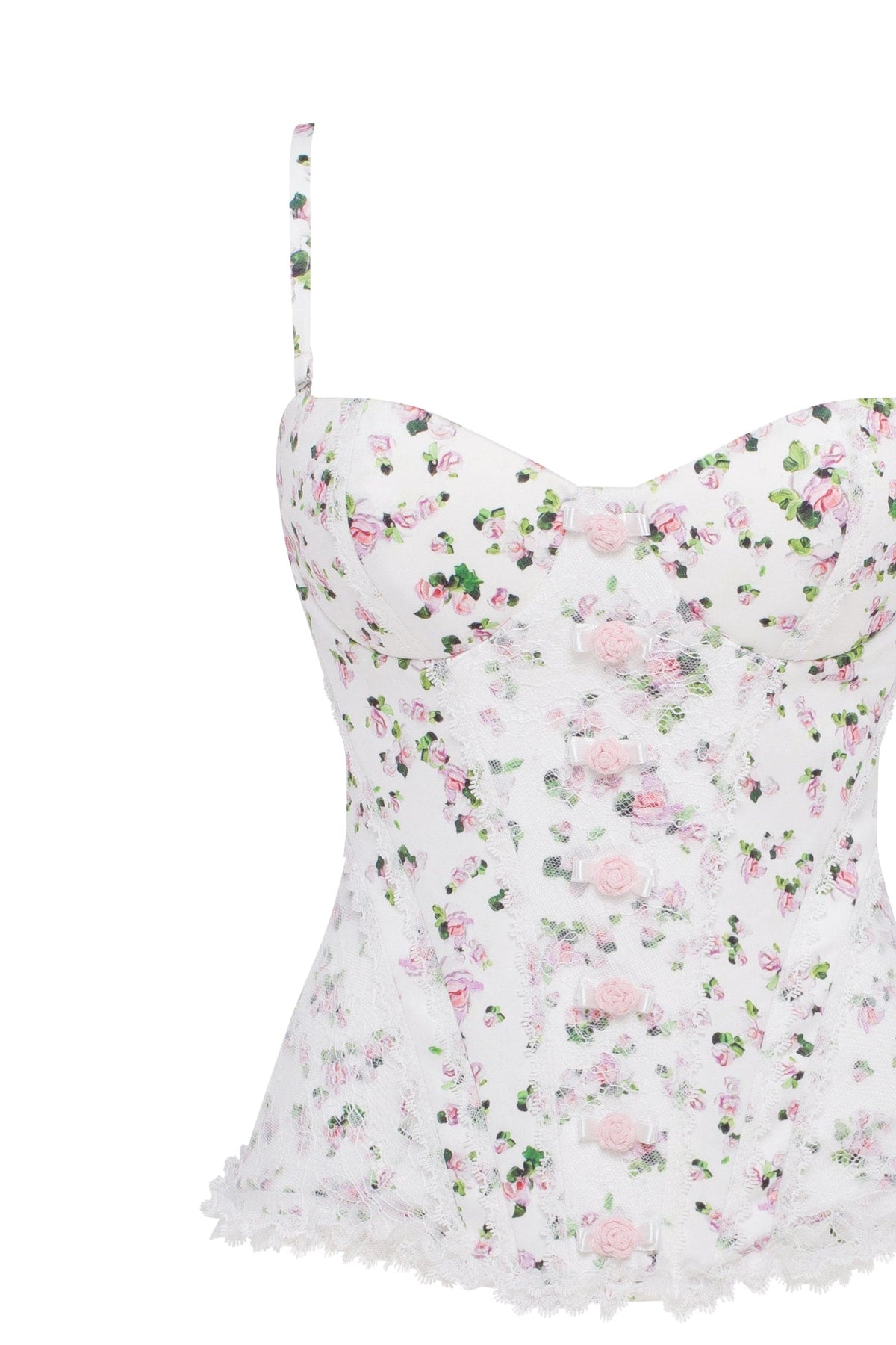 Lace-Trim Bow Lace-Up Romantic Corset