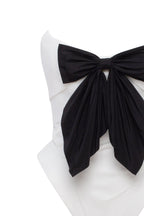 White Taffeta Geometric Bow Corset Top