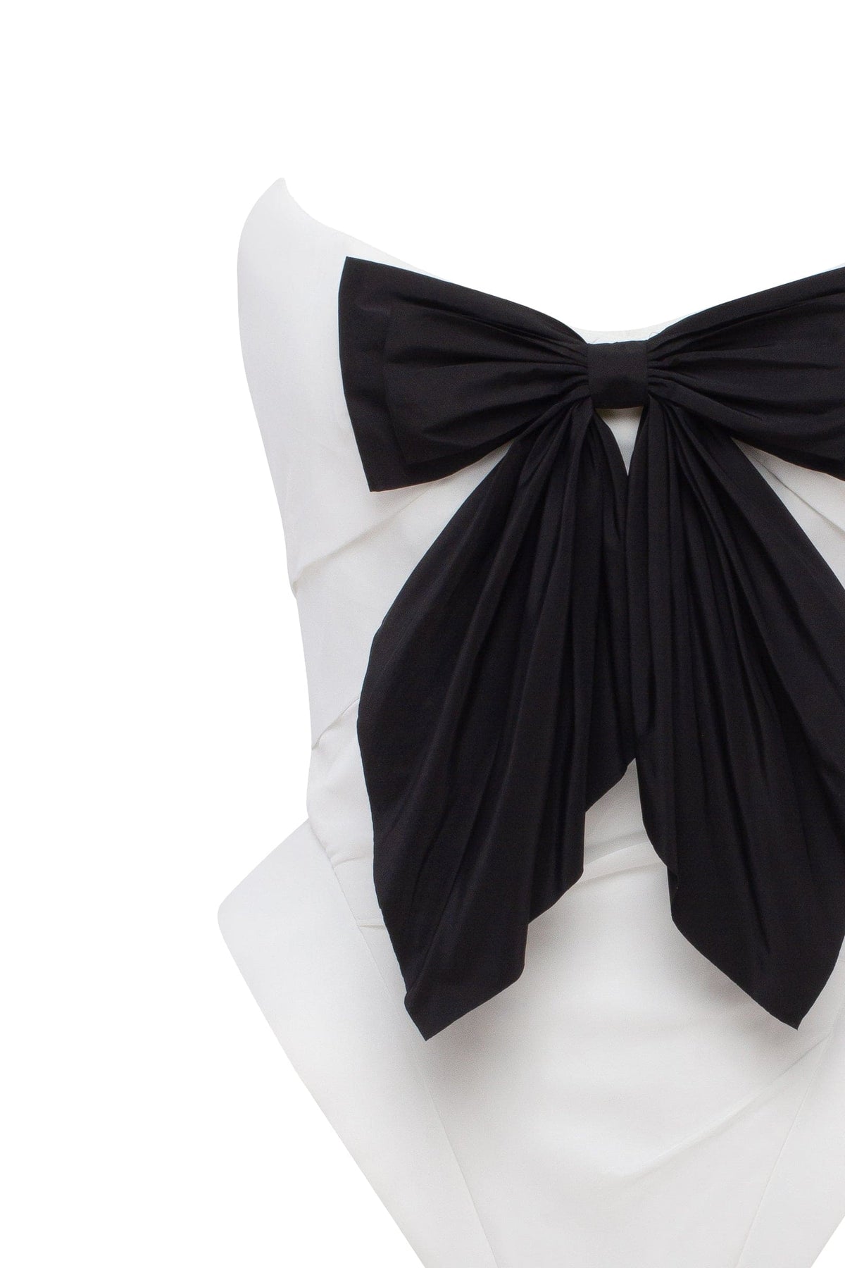 White Taffeta Geometric Bow Corset Top