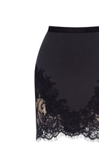 Black Satin Lace Applique Sexy Mini Skirt