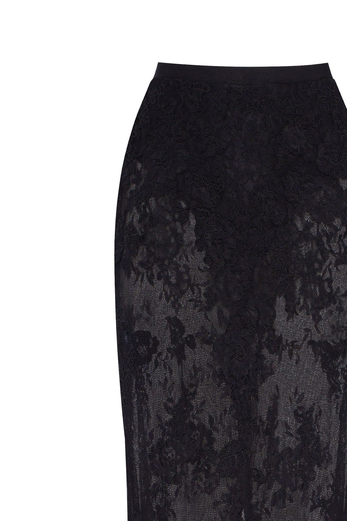 Black Floral Sheer High Waist Maxi Skirt