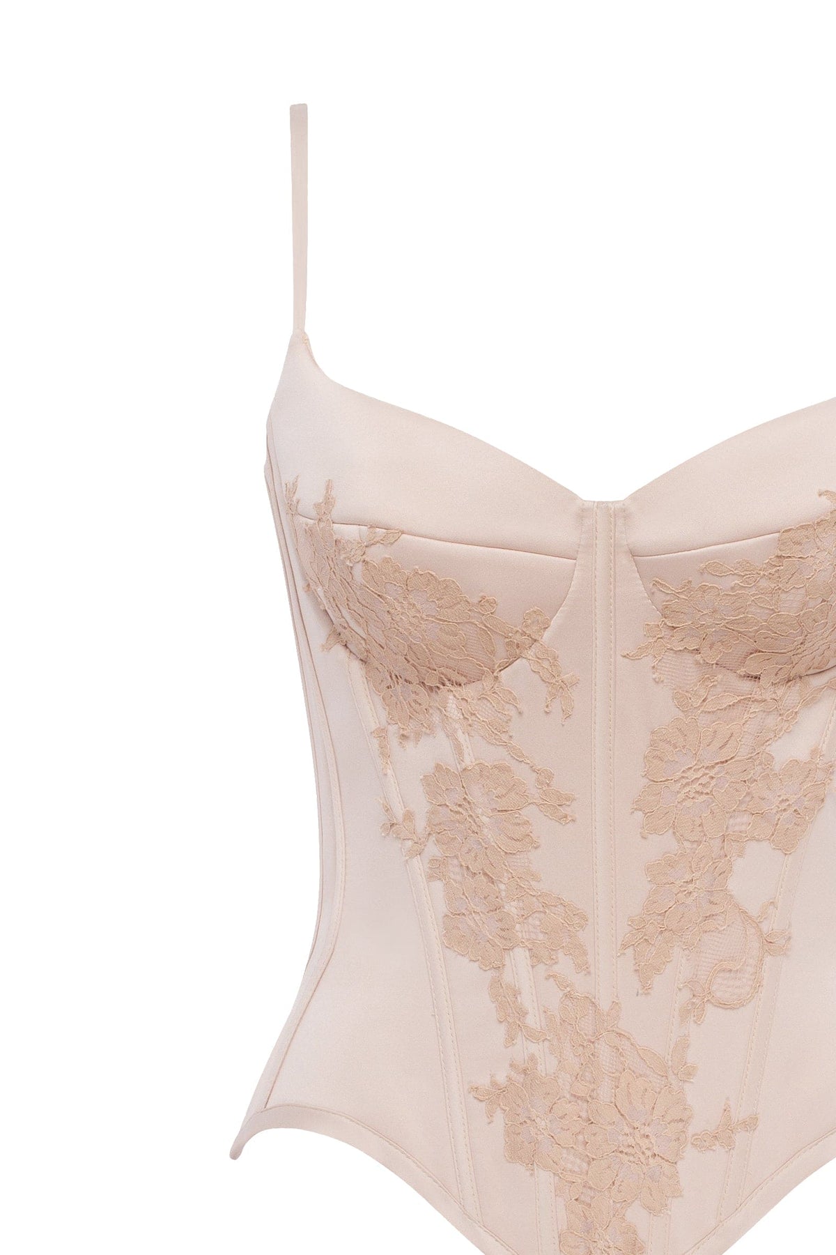 Vintage Lace-Up Soft Beige Lace Corset