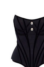 Half Moon Strapless Sculpt Black Corset Top