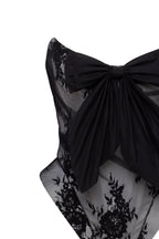 Black White Big Bow Corset Top