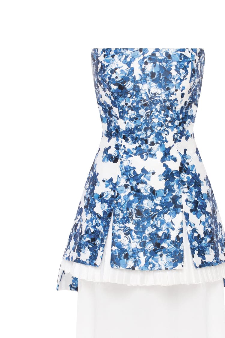 Mini-Maxi Switch Elegant Blue Floral Dress