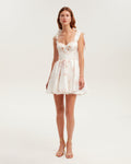 Pastel-Pink Peony Satin Bow-Strap Mini Dress