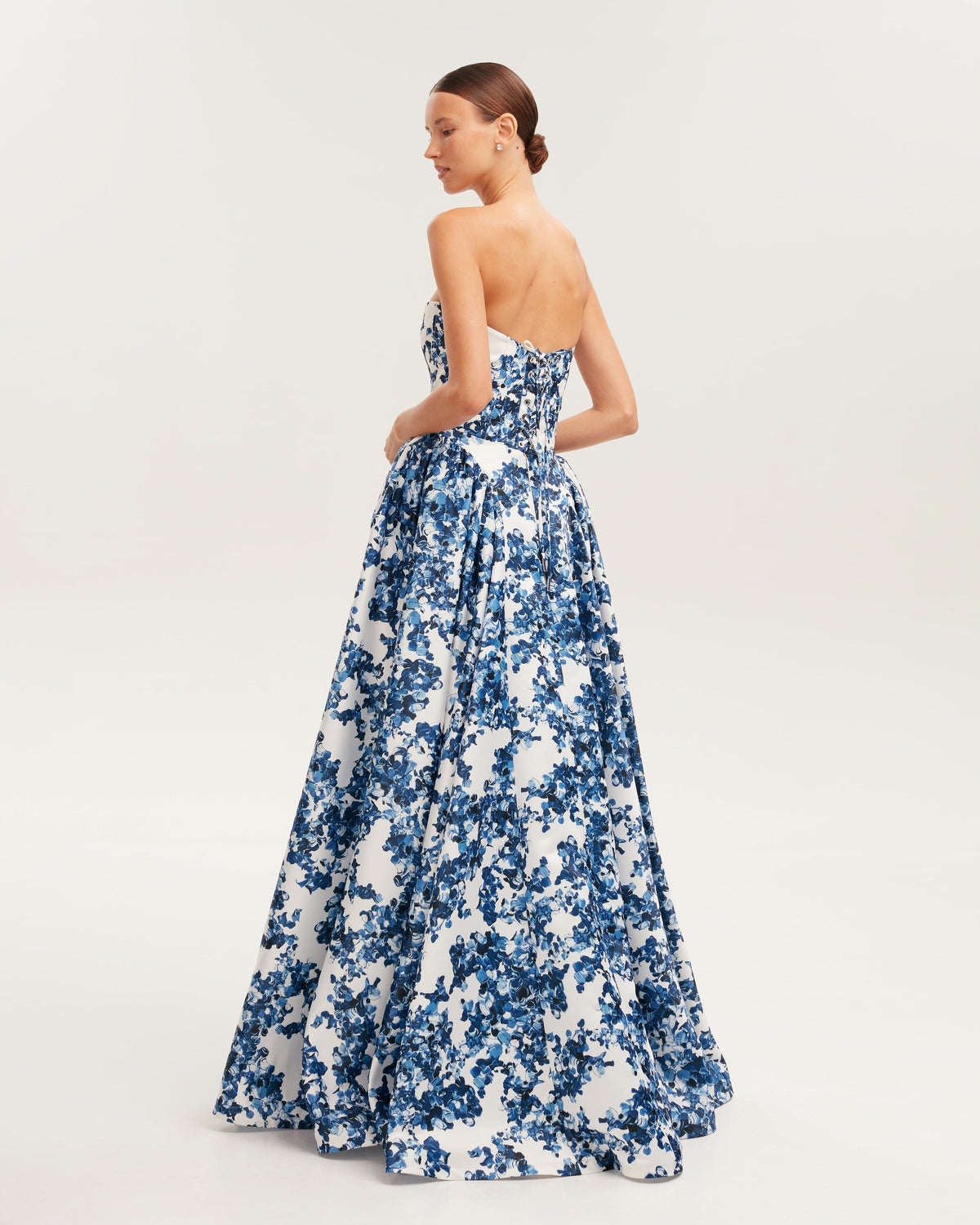 Sleeveless-Straight-Neck Pastel-Blue Floral Dress