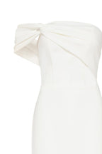 Ivory Classy midi dress with open neckline - Milla
