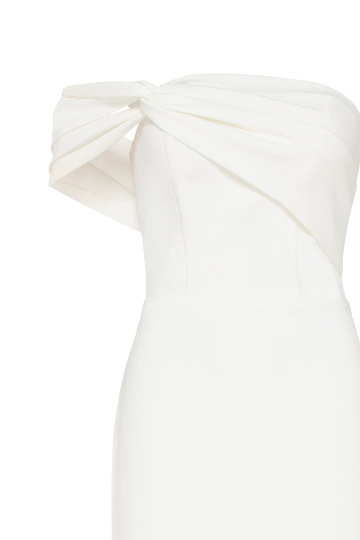 Ivory Classy midi dress with open neckline - Milla