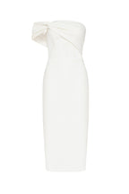 Ivory Classy midi dress with open neckline - Milla