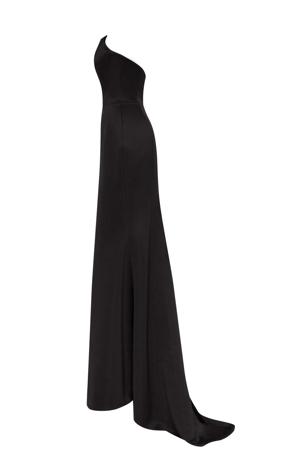 Black Atlas Deep-V Lace-Up Mermaid Gown