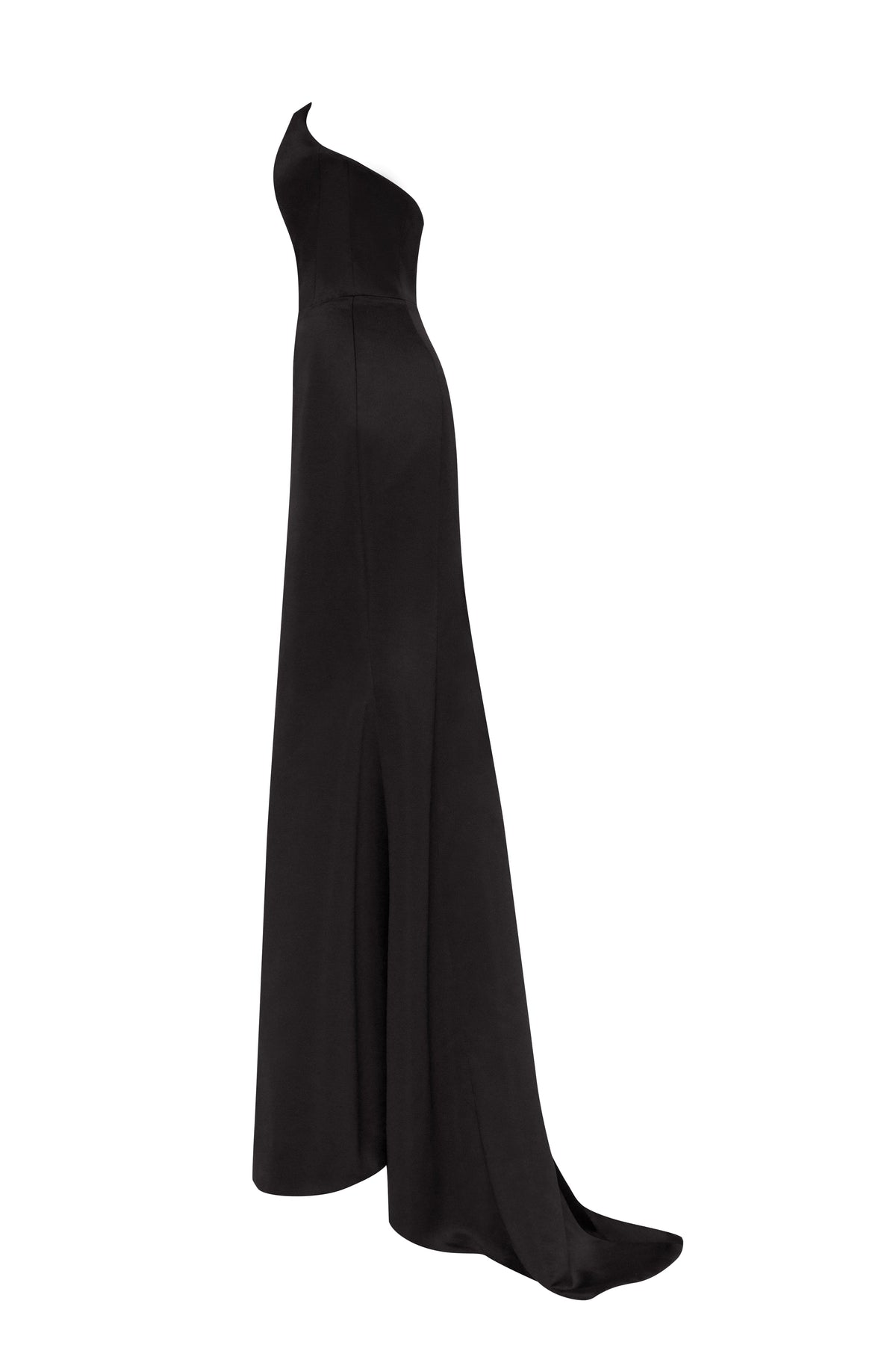 Black Atlas Deep-V Lace-Up Mermaid Gown