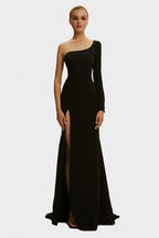 Square-Neck Half-Open-Back Hand-Embroidered Maxi Dress