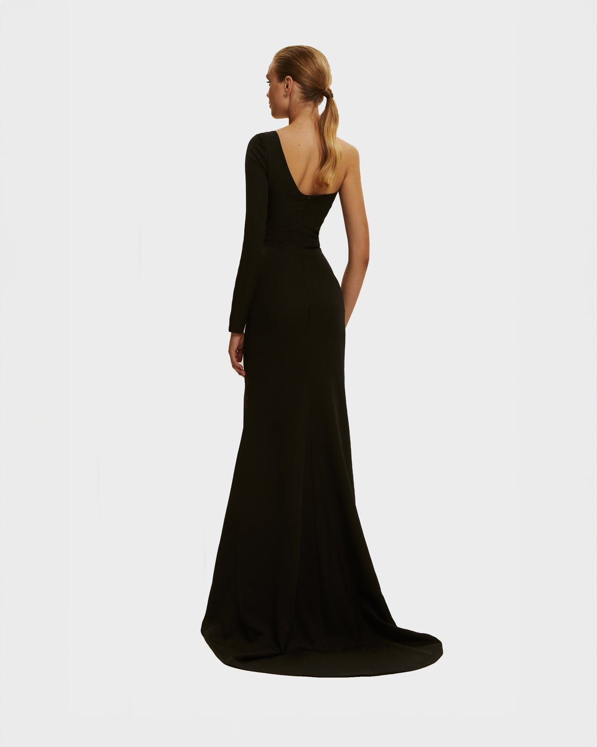 Square-Neck Half-Open-Back Hand-Embroidered Maxi Dress