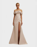 Wrapped-Drape Misty-Rose Formal Dress
