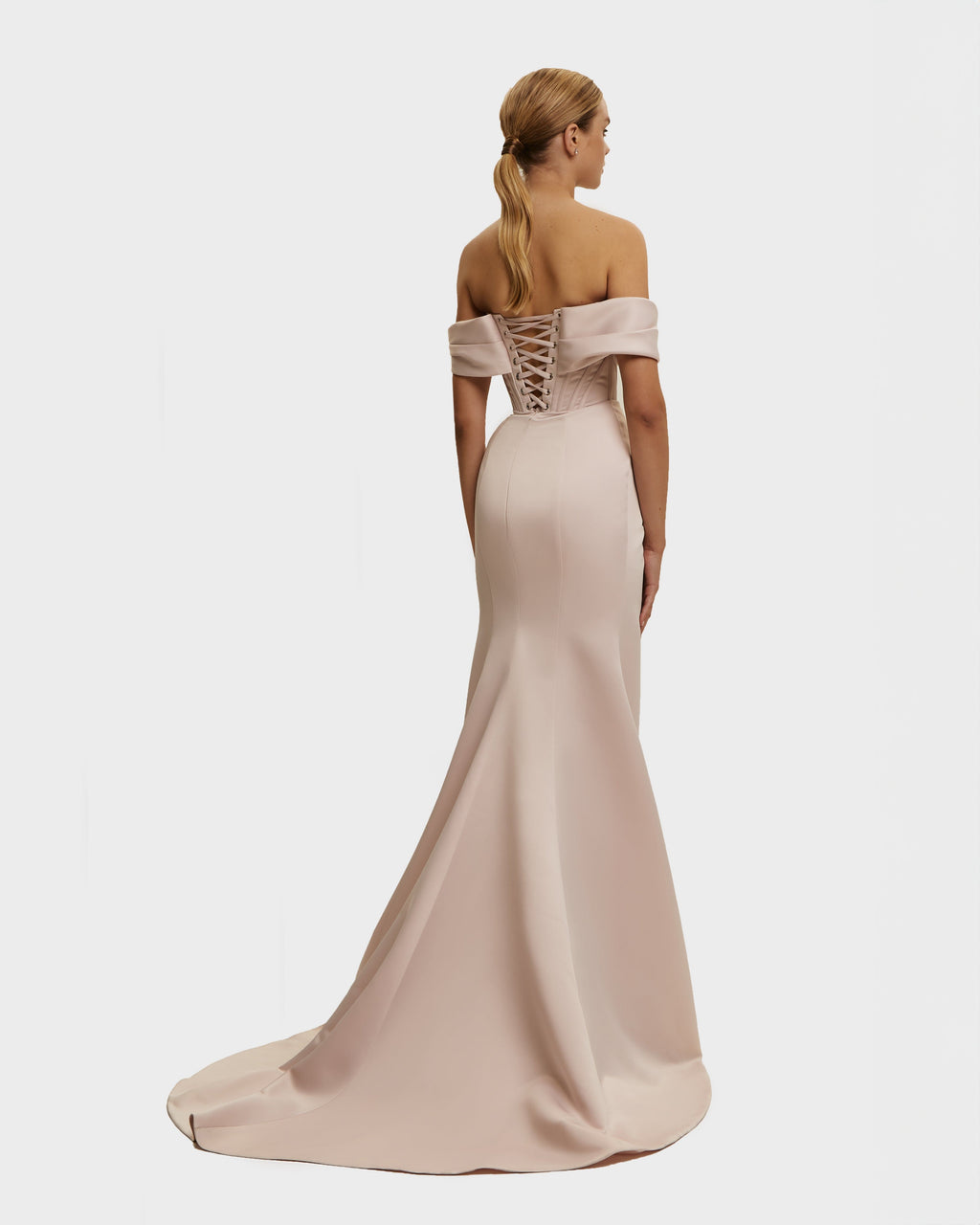 Wrapped-Drape Misty-Rose Formal Dress