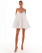 Plunge Back Gloves Included White Dress