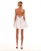 Plunge Back Gloves Included White Dress