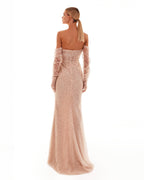 Side-Slit Open-Back Fitted Evening Gown