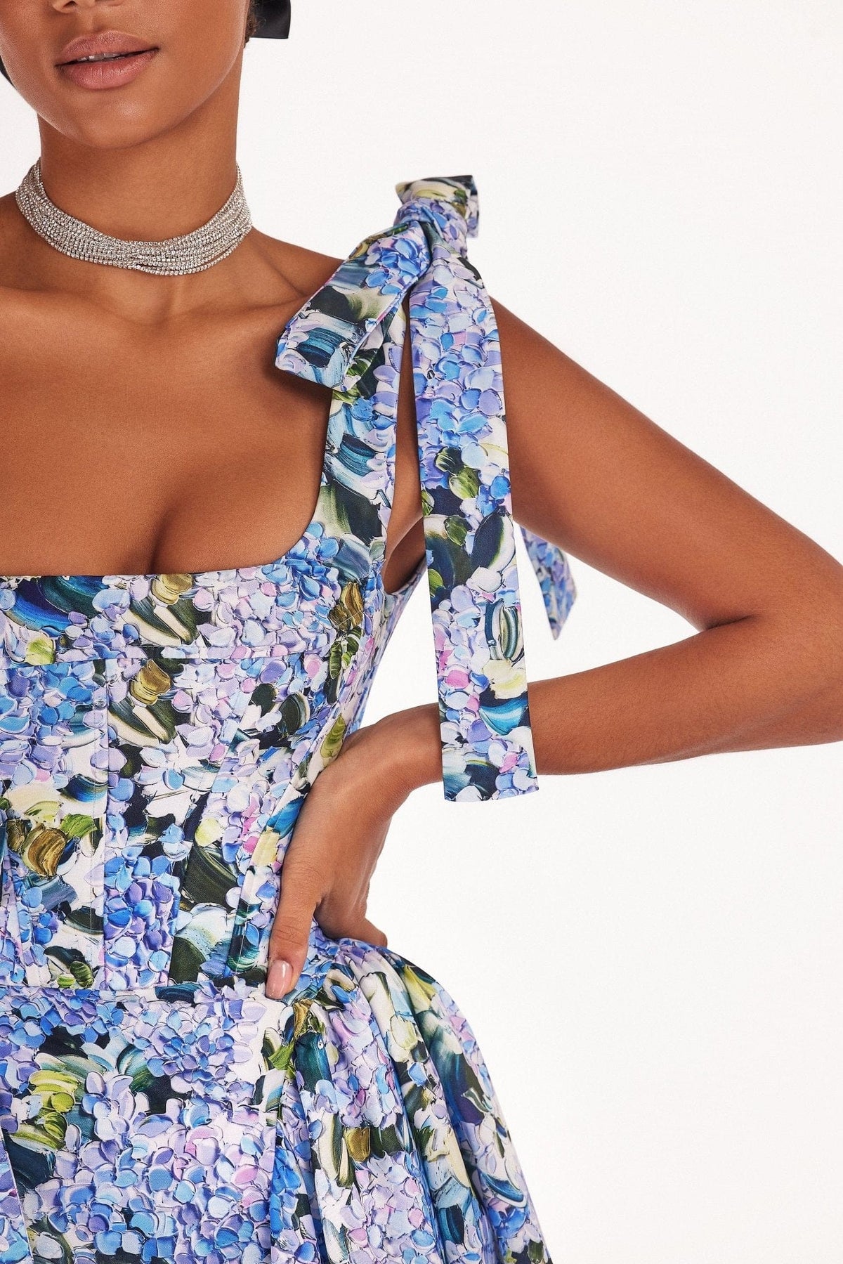 Blue Hydrangea strapped maxi dress - Milla