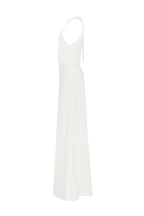 White-Satin Halter Deep-V Maxi Gown