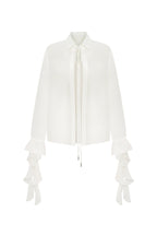 Fitted Crepe-Chiffon Breathable White Blouse