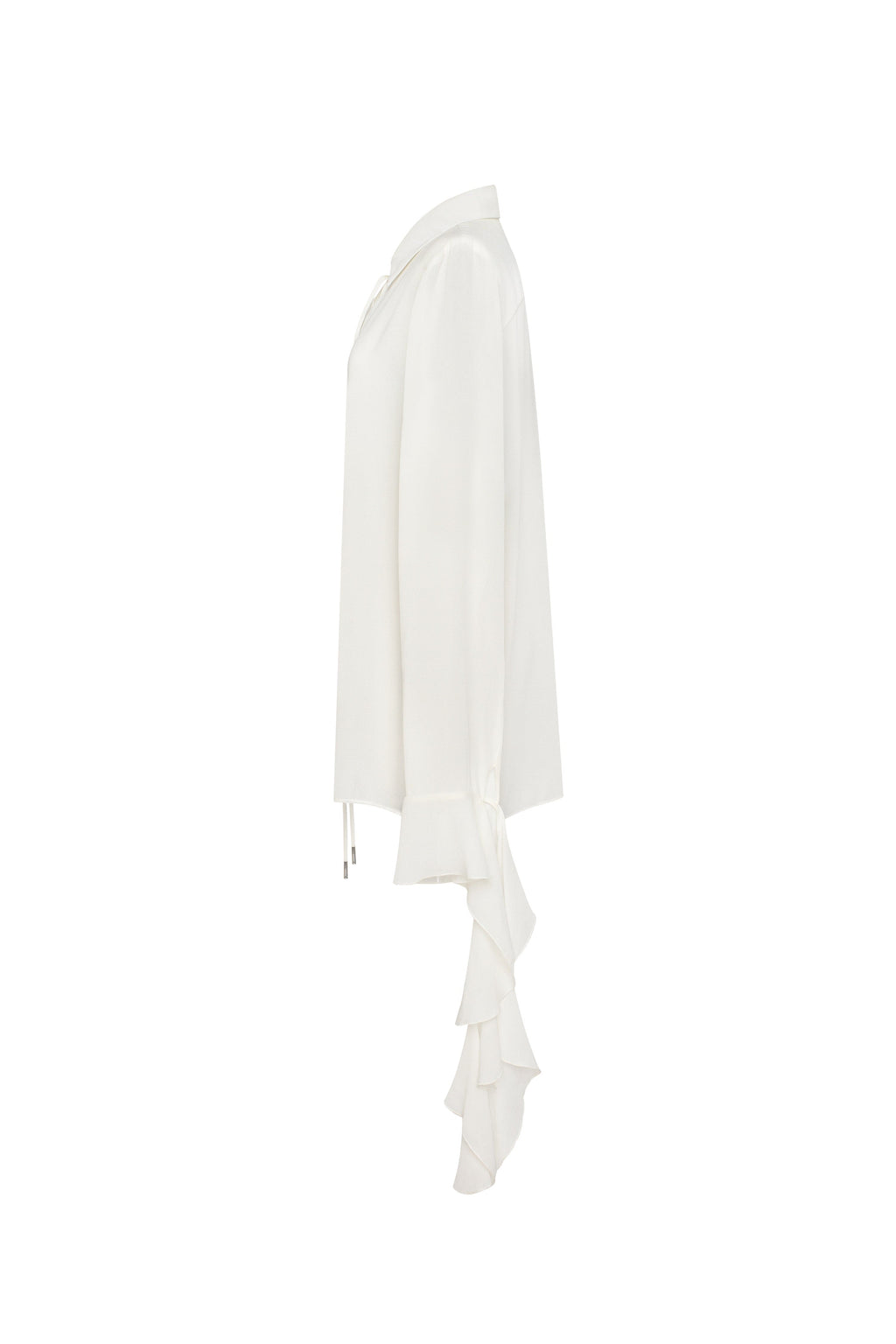 Fitted Crepe-Chiffon Breathable White Blouse