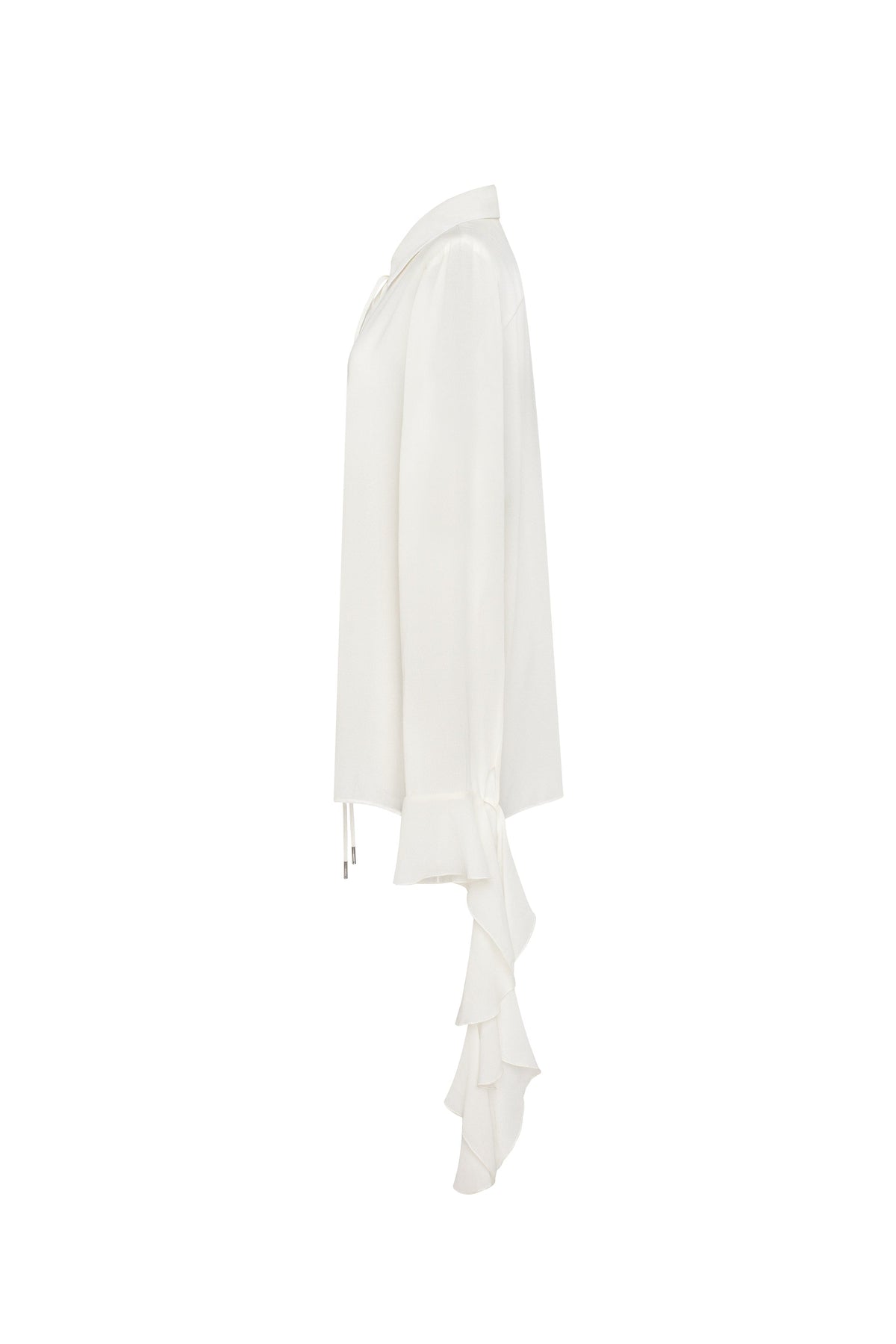 Fitted Crepe-Chiffon Breathable White Blouse