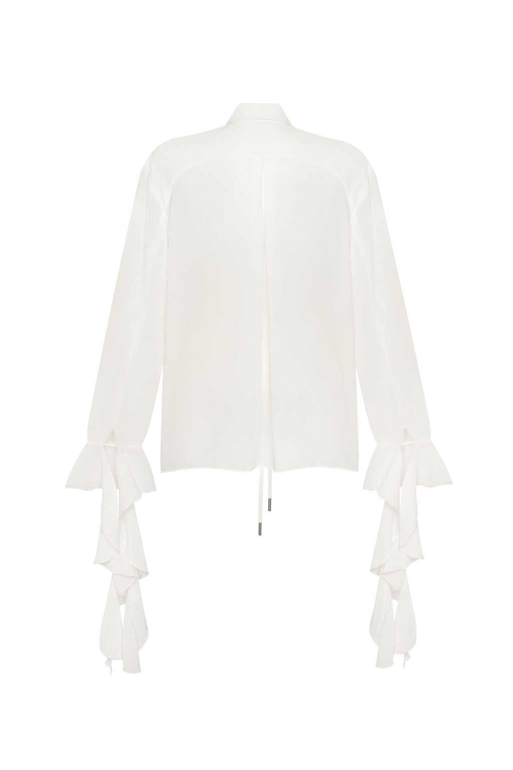 Fitted Crepe-Chiffon Breathable White Blouse