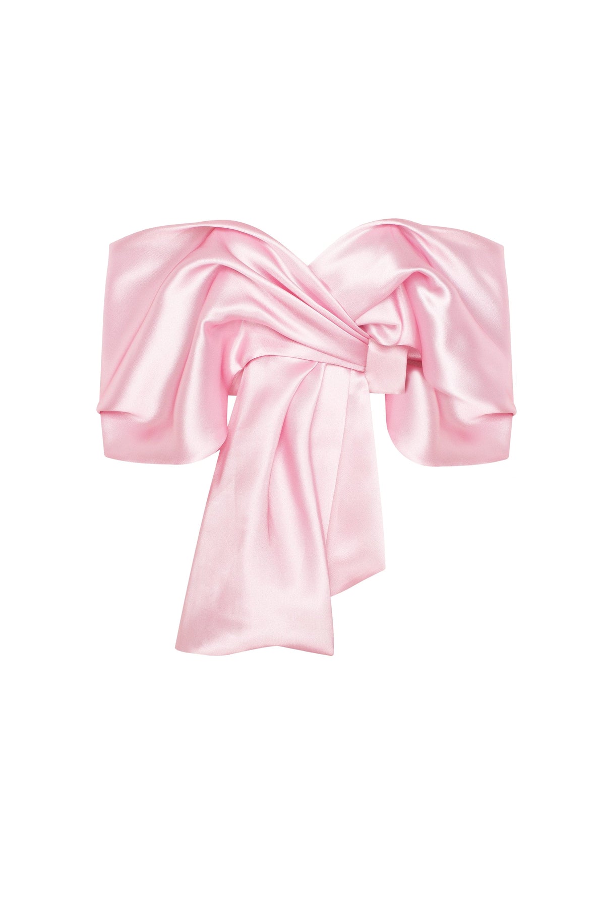 Gathered Fitted Back-Zip Pink Cropped Blouse