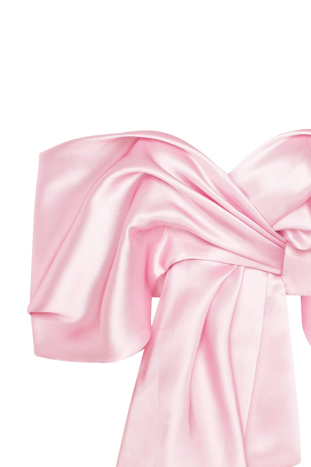 Gathered Fitted Back-Zip Pink Cropped Blouse
