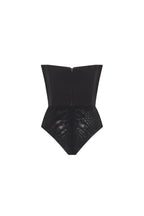 Waist-Panel Fitted Black Satin Bodysuit