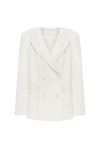 Lapel-Pocket Oversized White Boyfriend Blazer