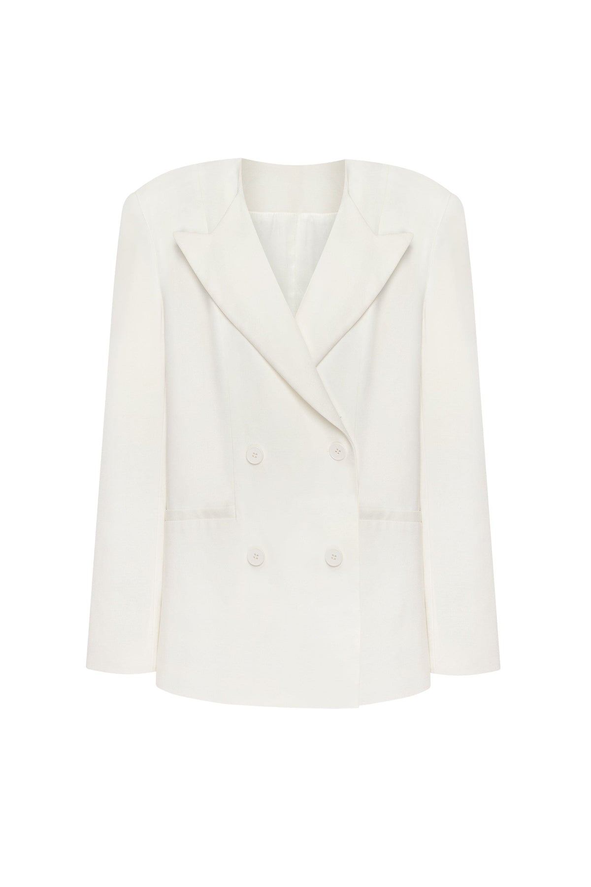 Lapel-Pocket Oversized White Boyfriend Blazer